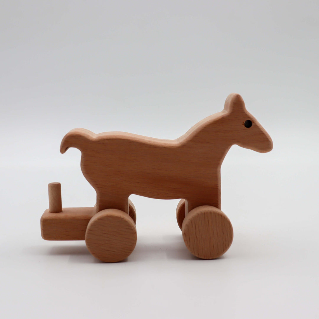 Wooden Horse Carriage Toy|Customized Wooden Toy Horse With Trailer|Horse Nursery Decor|Wood Push Toy|Farm Animal Toy|Birthday Gift for Kids