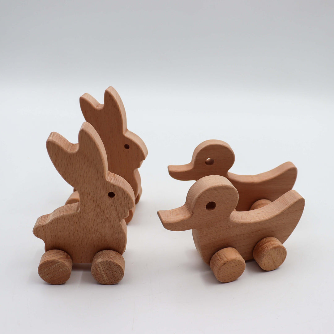 Wooden Duck and Rabbit Toy Set|Charming Handmade Wood Toy|Safe and Durable Kids Toys|Natural Nursery Decor|Perfect Gift for Kids