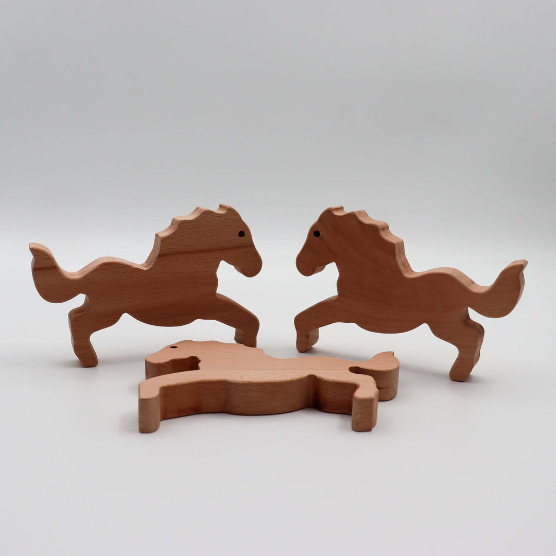 Wooden Acrobatic Horse Trio|Rustic Wood Acrobat Horse Set|Perfect Gift for Horse Lovers|Waldorf Animal Toys|Educational and Fun for Kids