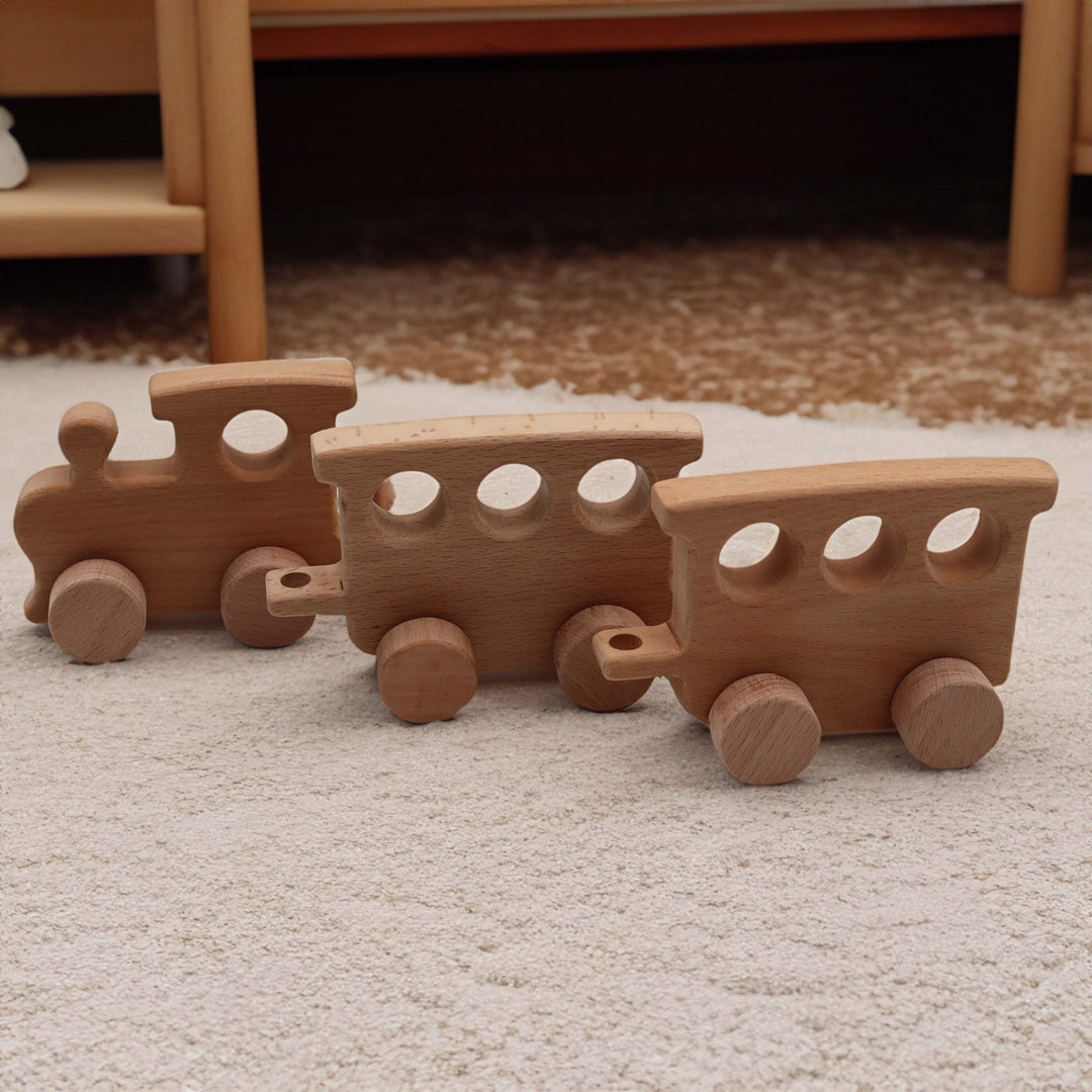 Natural Wood Train Set|Montessori-Inspired Train Set|Adventurous Wooden Train Set|Nursery Decor|Train Enthusiast Gift|Eco-Friendly Kids Toy