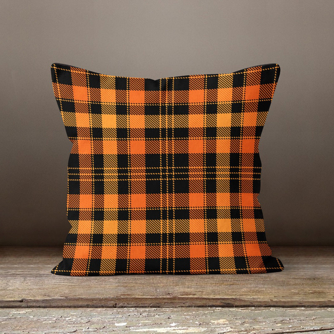 Trick or Treat Cushion Case|Happy Halloween Pillow Case|Plaid Pillow Cover|Striped Halloween Throw Pillowtop|Geometric Scary Pillowcase