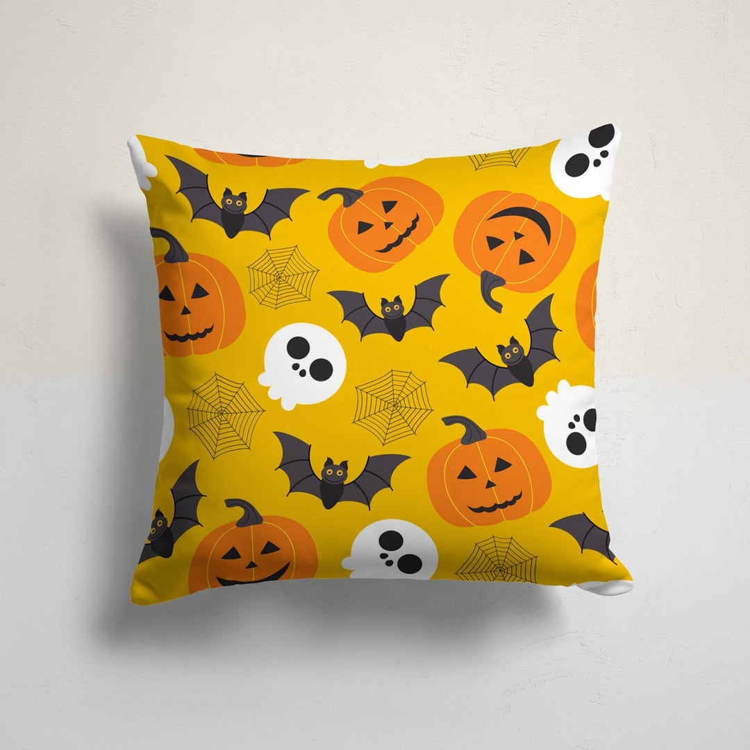 Halloween Pillow Case|Skull Cushion Case|Fall Trend Bat Pillowcase|Carved Pumpkin Throw Pillow Top|Full Moon Print Autumn Cushion Case