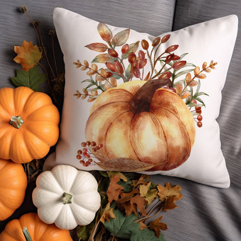 Pumpkin Cushion Cover|Plaid Cushion Case|Gingham Pattern Pillow Cover|Cozy Fall Throw Pillowtop|Mushroom Pillow Sham|Boho Autumn Pillow Case