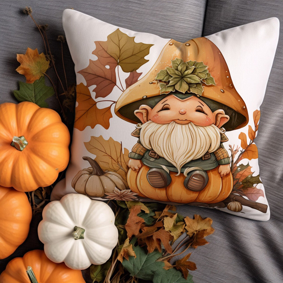 Gnome Pillowcase|Dry Leaves Pillow Sham|Sunflower Pillow Case|Cozy Autumn Cushion Cover|Crow Throw Pillowtop|Boho Fall Pillow Cover