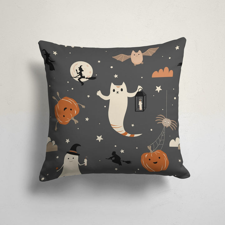 Halloween Pillow Case|Scary Cushion Case|Fall Trend Pillowcase|Carved Pumpkin with Witch Hat Throw Pillow Top|Autumn Cushion Case