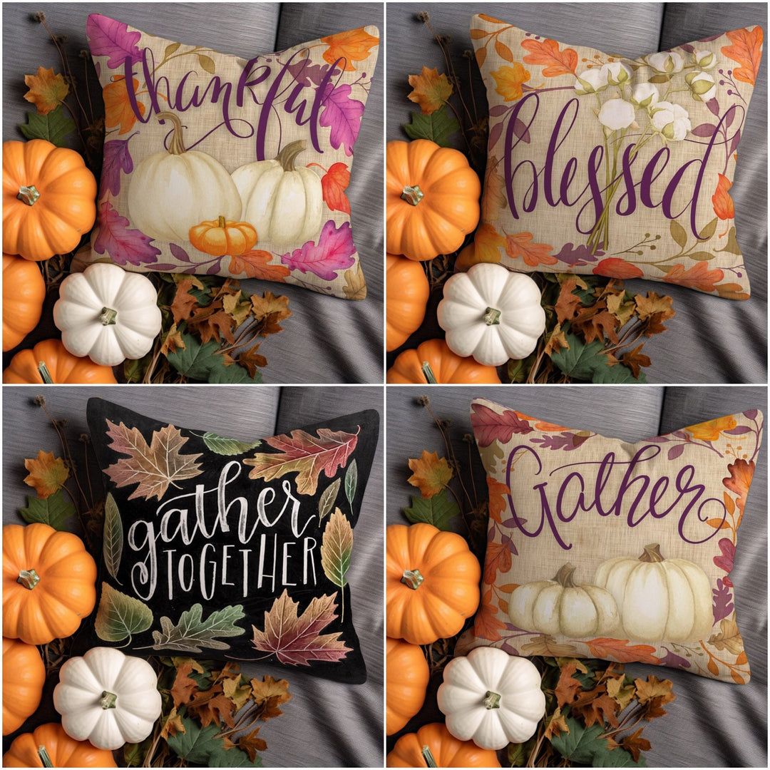 Thanksgiving Pillow Cover|Comfy Throw Pillowtop|Autumn Cushion Case|Thankful Pillowcase|Fall Cushion Cover|Gather Pillow Case|Blessed Pillow