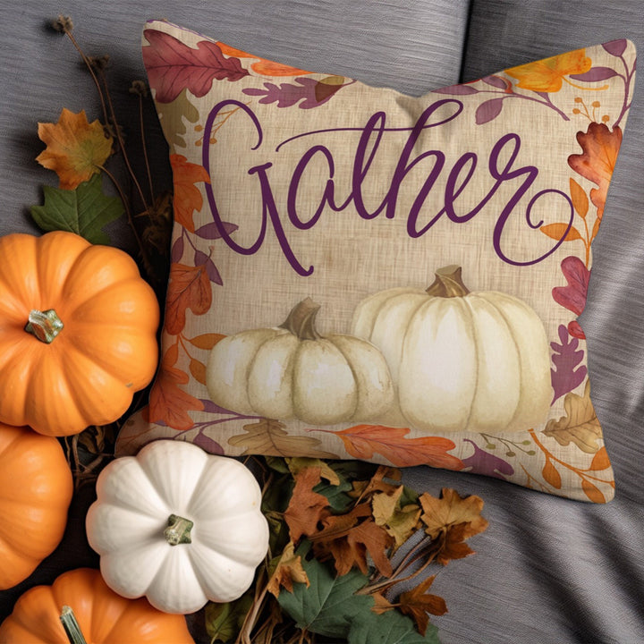 Thanksgiving Pillow Cover|Comfy Throw Pillowtop|Autumn Cushion Case|Thankful Pillowcase|Fall Cushion Cover|Gather Pillow Case|Blessed Pillow