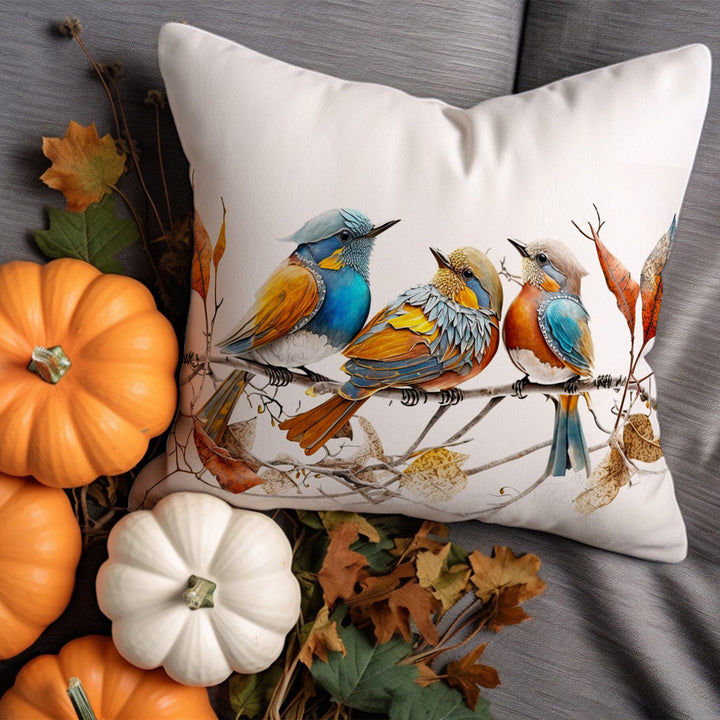 Fall Tree Throw Pillowtop|Autumn Cushion Case|Bird Pillow Cover|Autumn Leaf Pillow Case|Comfy Cushion Cover|Hedgehog Pillowcase