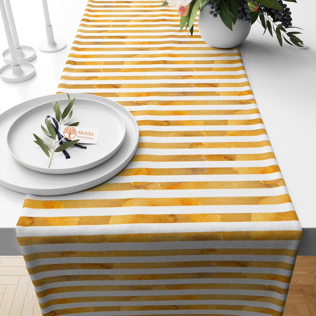 Autumn Table Coverlet|Striped Table Top|Orange Tablecloth|Leaf Kitchen Decor|Fall Table Topper|Geometric Table Setting|Red Berry Table Decor