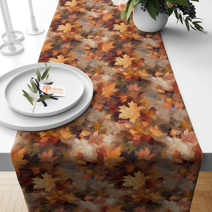 Leaf Table Dressing|Farmhouse Tablecloth|Autumn Kitchen Decor|Plant Table Top|Cozy Table Runner|Boho Table Setting|Fall Table Topper