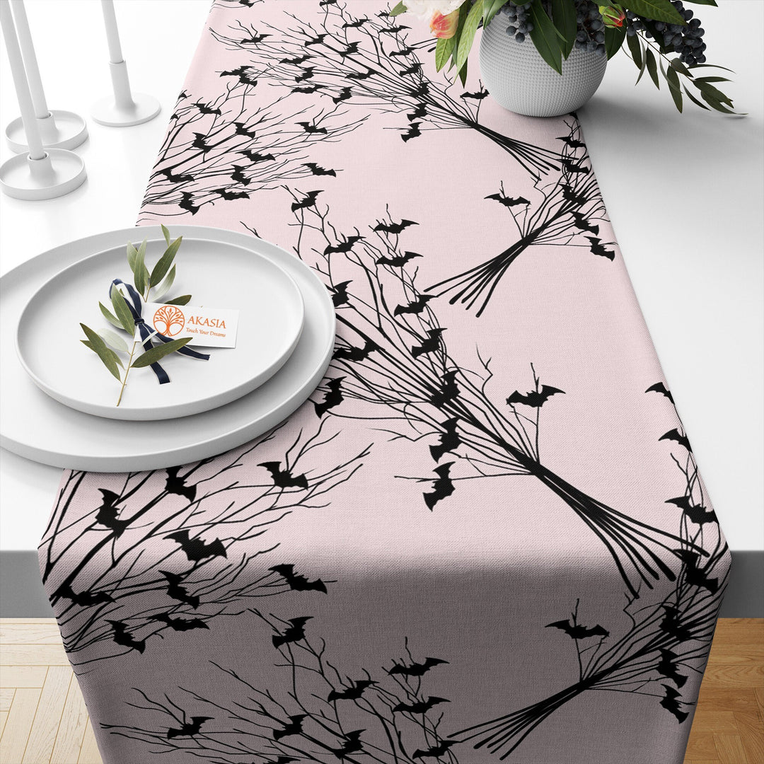 Spooky Table Topper|Bat Table Dressing|Boo Table Runner|Spider Table Setting|Creep Kitchen Decor|Halloween Tablecloth|Melting Rose Table Top