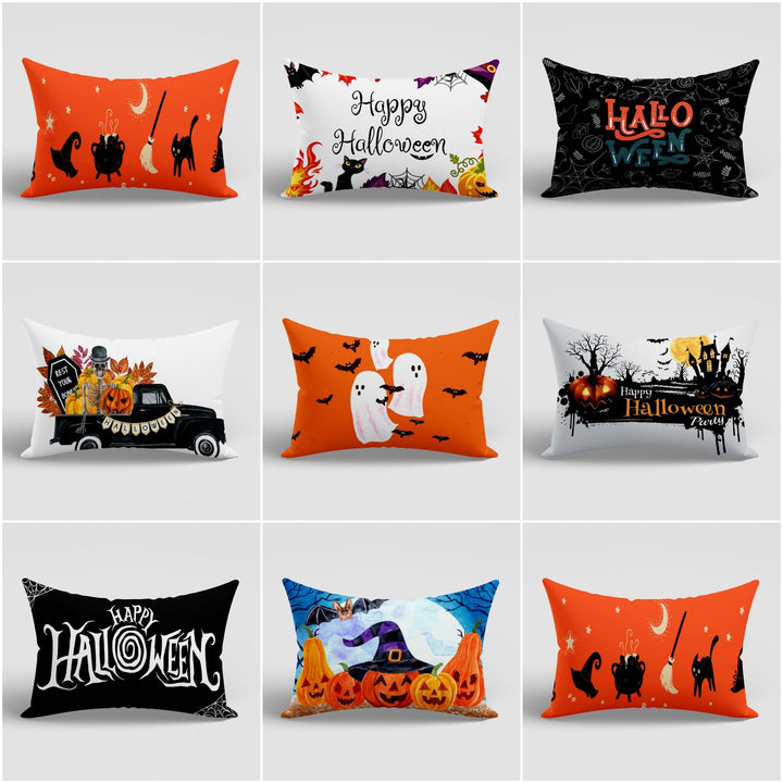 Halloween Cushion Case|Fall Trend Lumbar Pillowcase|Happy Halloween Party Decor|Gothic Rectangle Pillow Cover|Trick or Treat Cushion Cover