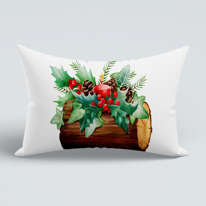 Christmas Sofa Pillow Case|Winter Couch Cushion Cover|Red Berry Porch Cushion Case|Xmas Ornament Outdoor Lumbar Pillow|Candle Pillow Cover