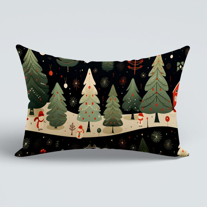 Christmas Porch Cushion Case|Xmas Tree Couch Cushion Cover|Winter Outdoor Lumbar Pillow|Snowman Pillow Cover|Snow Sofa Pillow Case