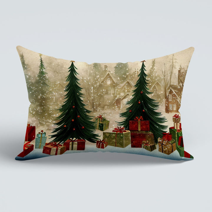 Christmas Porch Cushion Case|Xmas Tree Couch Cushion Cover|Winter Outdoor Lumbar Pillow|Snowman Pillow Cover|Snow Sofa Pillow Case