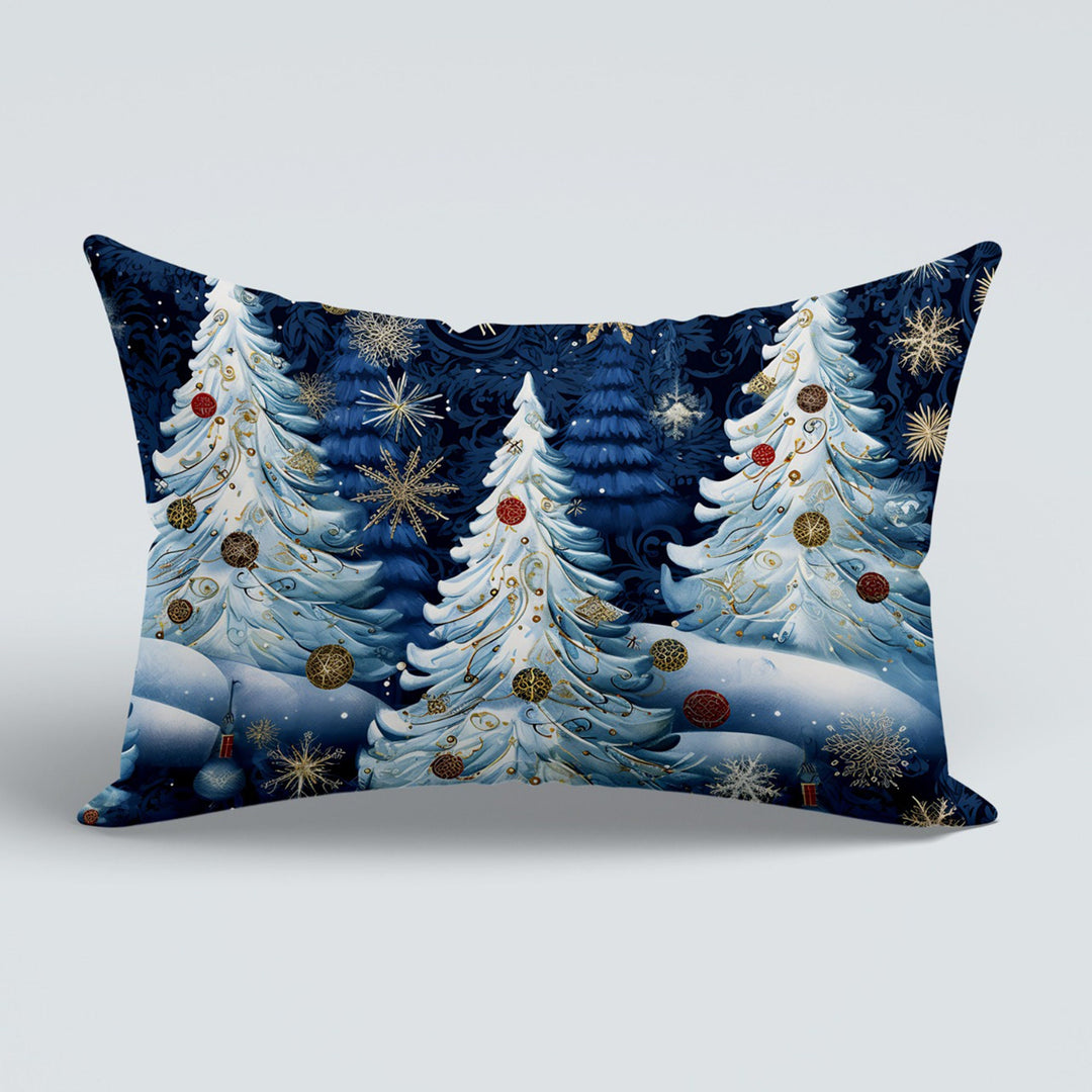 Christmas Porch Cushion Case|Xmas Tree Couch Cushion Cover|Winter Outdoor Lumbar Pillow|Snowman Pillow Cover|Snow Sofa Pillow Case