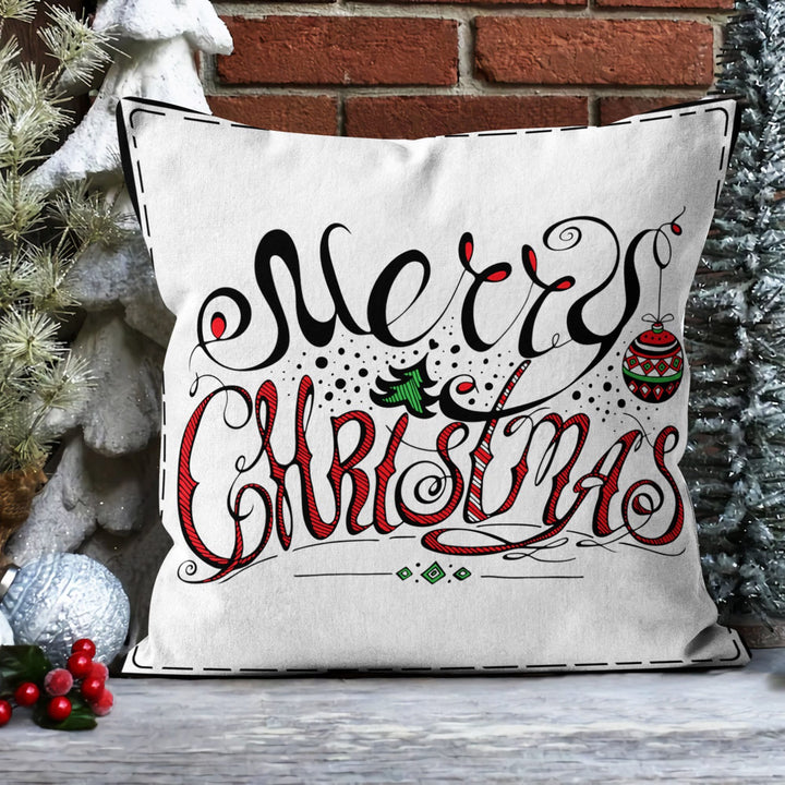 Merry Xmas Porch Cushion Case|It’s The Most Wonderful Time of The Year Print Sofa Pillow Case|Checkered Pine Tree Pillow Cover