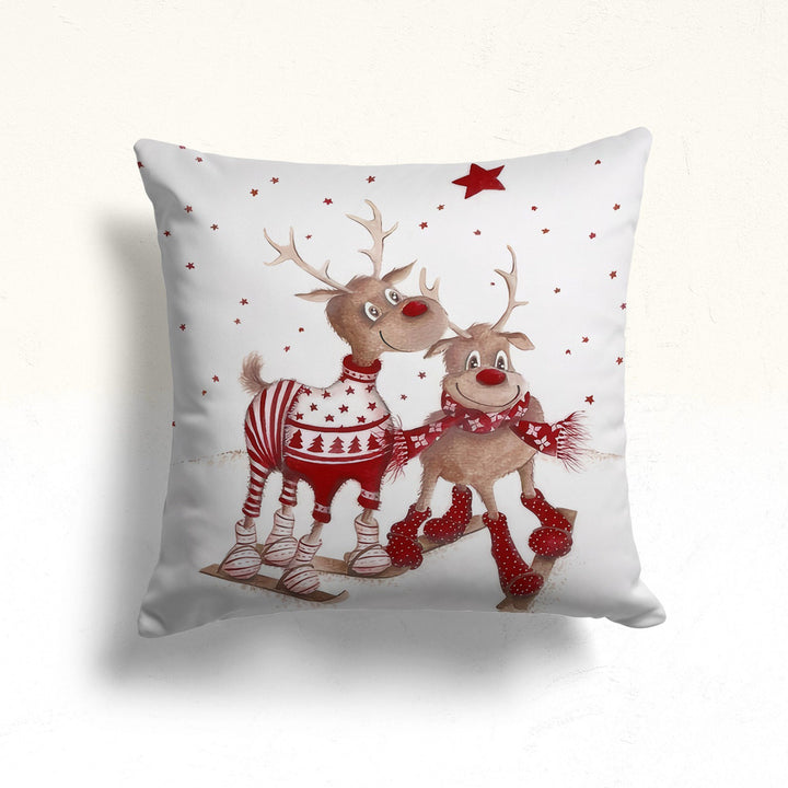 Rudolph Pillow Cover|Cute Deer Pillow Case|Winter Cushion Case|Stag Cushion Cover|Christmas Pillow Case|Xmas Throw Pillow Top|Outdoor Pillow