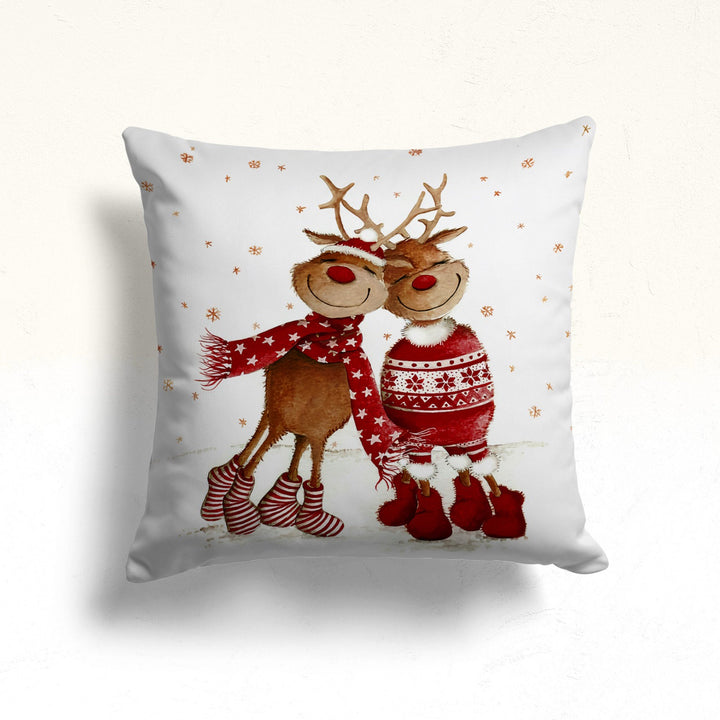 Rudolph Pillow Cover|Cute Deer Pillow Case|Winter Cushion Case|Stag Cushion Cover|Christmas Pillow Case|Xmas Throw Pillow Top|Outdoor Pillow