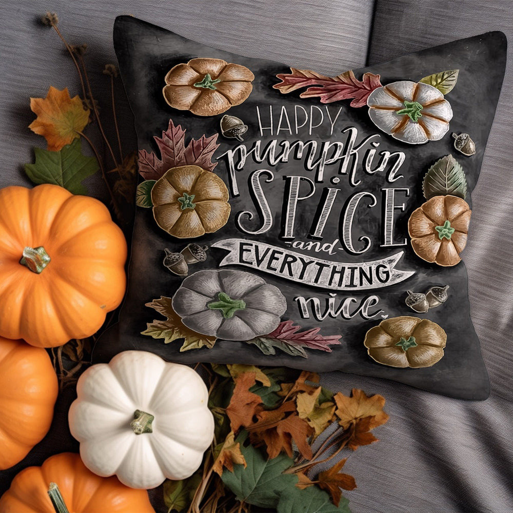 Boho Autumn Cushion Cover|Cozy Fall Pillow Sham|Gray And Orange Pumpkin Pillow Case|It's Fall Yall Cushion Case|Happy Pumpkin Spice Pillow