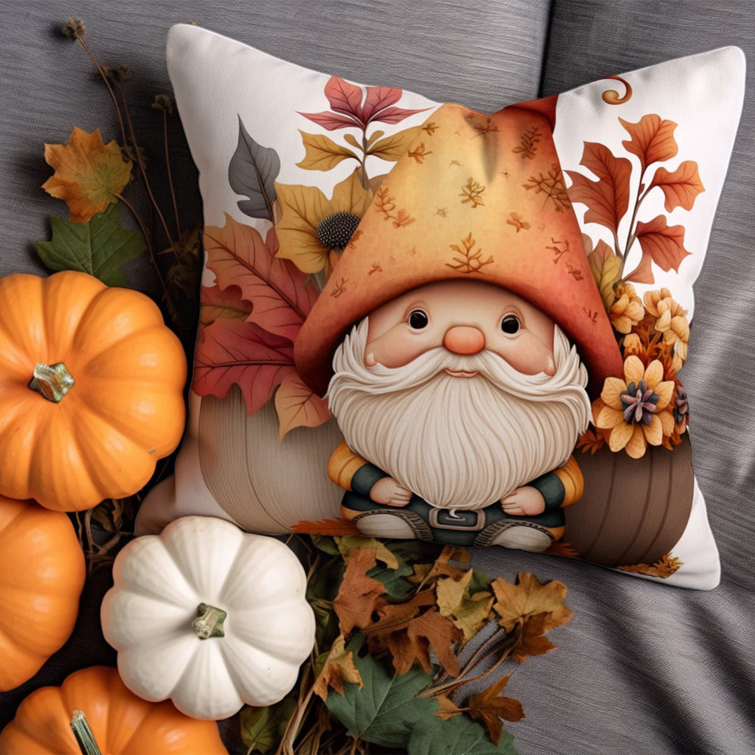 Gnome Pillowcase|Dry Leaves Pillow Sham|Sunflower Pillow Case|Cozy Autumn Cushion Cover|Crow Throw Pillowtop|Boho Fall Pillow Cover