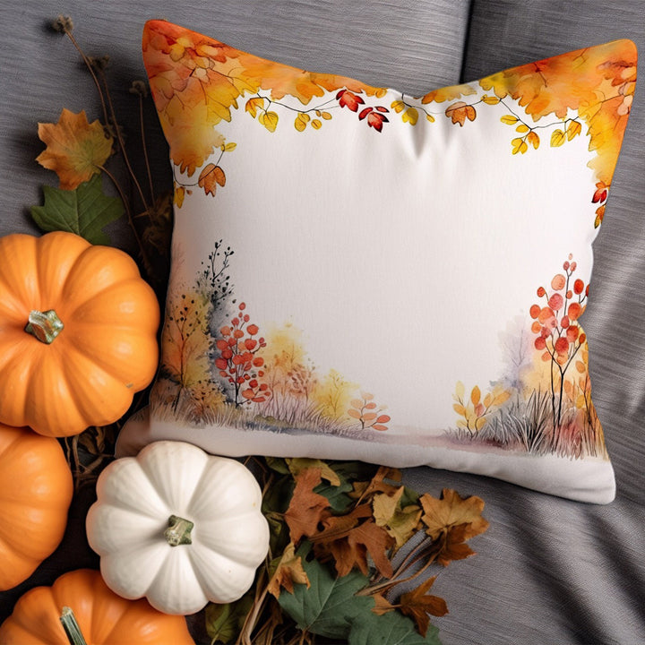 Fall Tree Throw Pillowtop|Autumn Cushion Case|Bird Pillow Cover|Autumn Leaf Pillow Case|Comfy Cushion Cover|Hedgehog Pillowcase