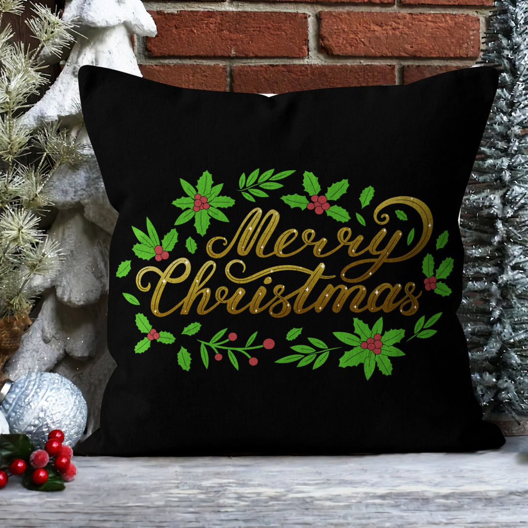 Merry Xmas Sofa Pillow Case|Santa Claus Throw Pillow Cover|Check Pine Tree Outdoor Pillowcase|Have a Holly Jolly Christmas Cushion Case