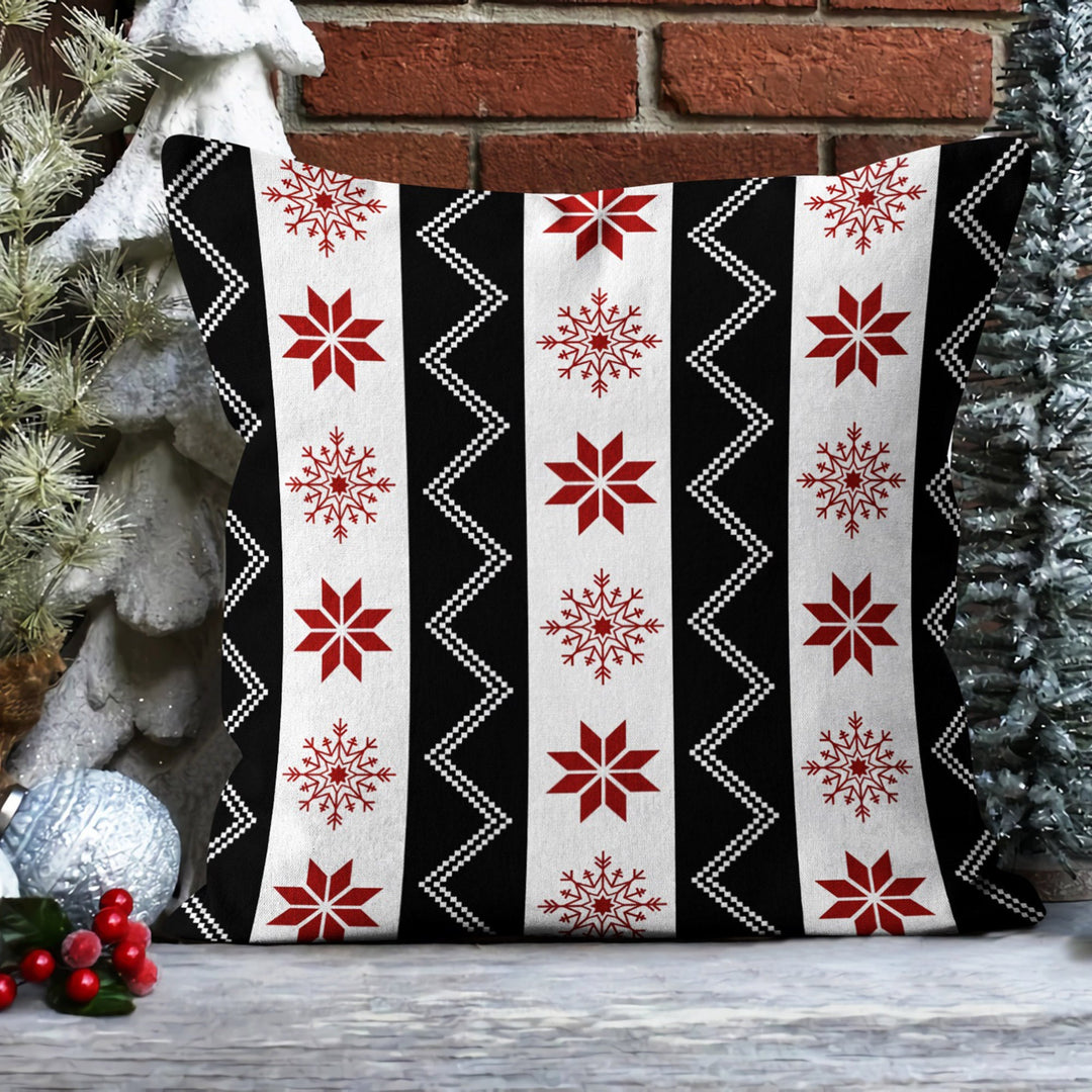 Merry Xmas Throw Pillow Case|Winter Snowman Cushion Case|Checkered Deer Sofa Pillow Sham|Snowflake Home Decor|Pine Tree Outdoor Pillowcase