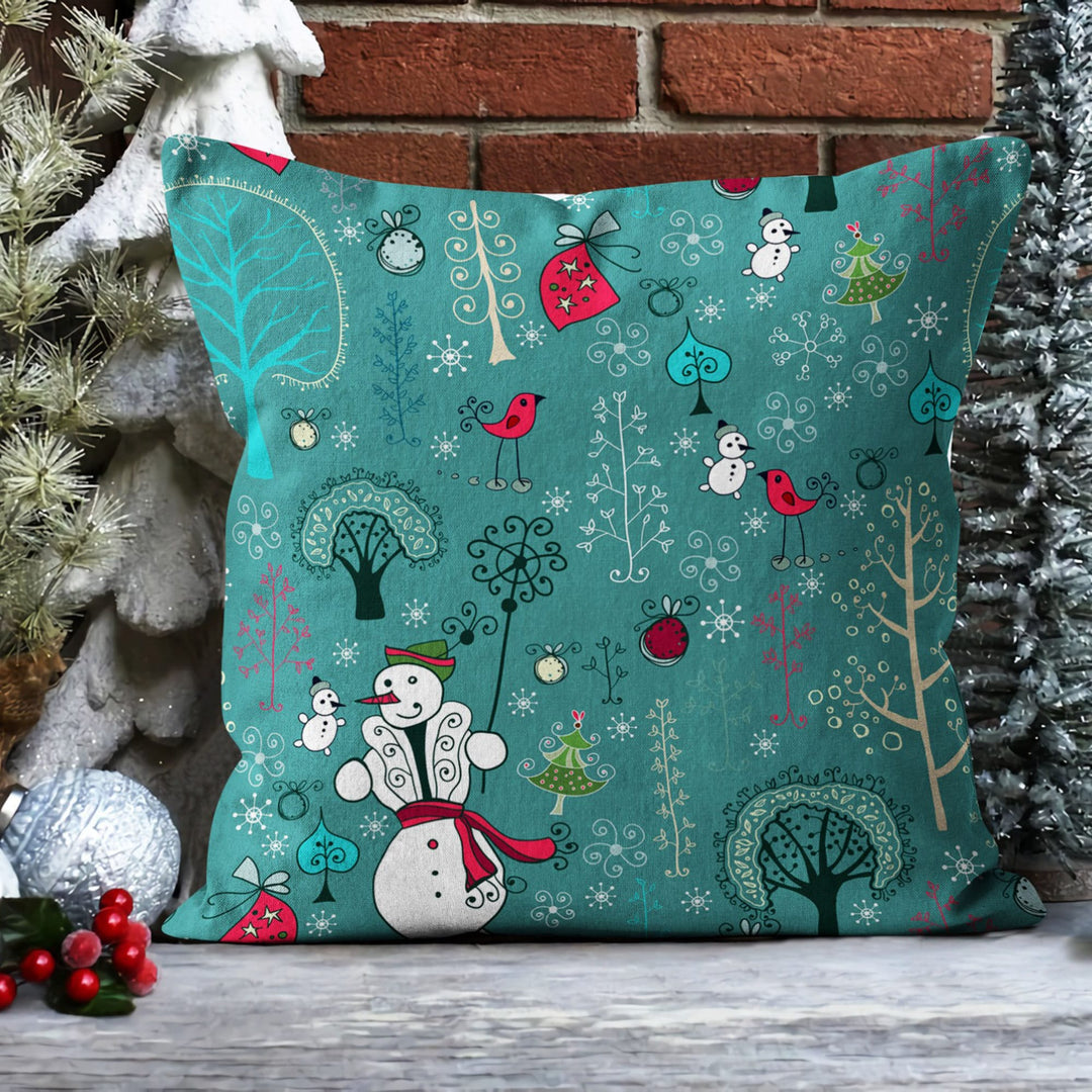 Winter Cushion Cover|Let Is Snow Home Decor|Snowman Outdoor Pillowcase|Snowflake Sofa Pillow Sham|Merry Xmas Throw Pillow Case