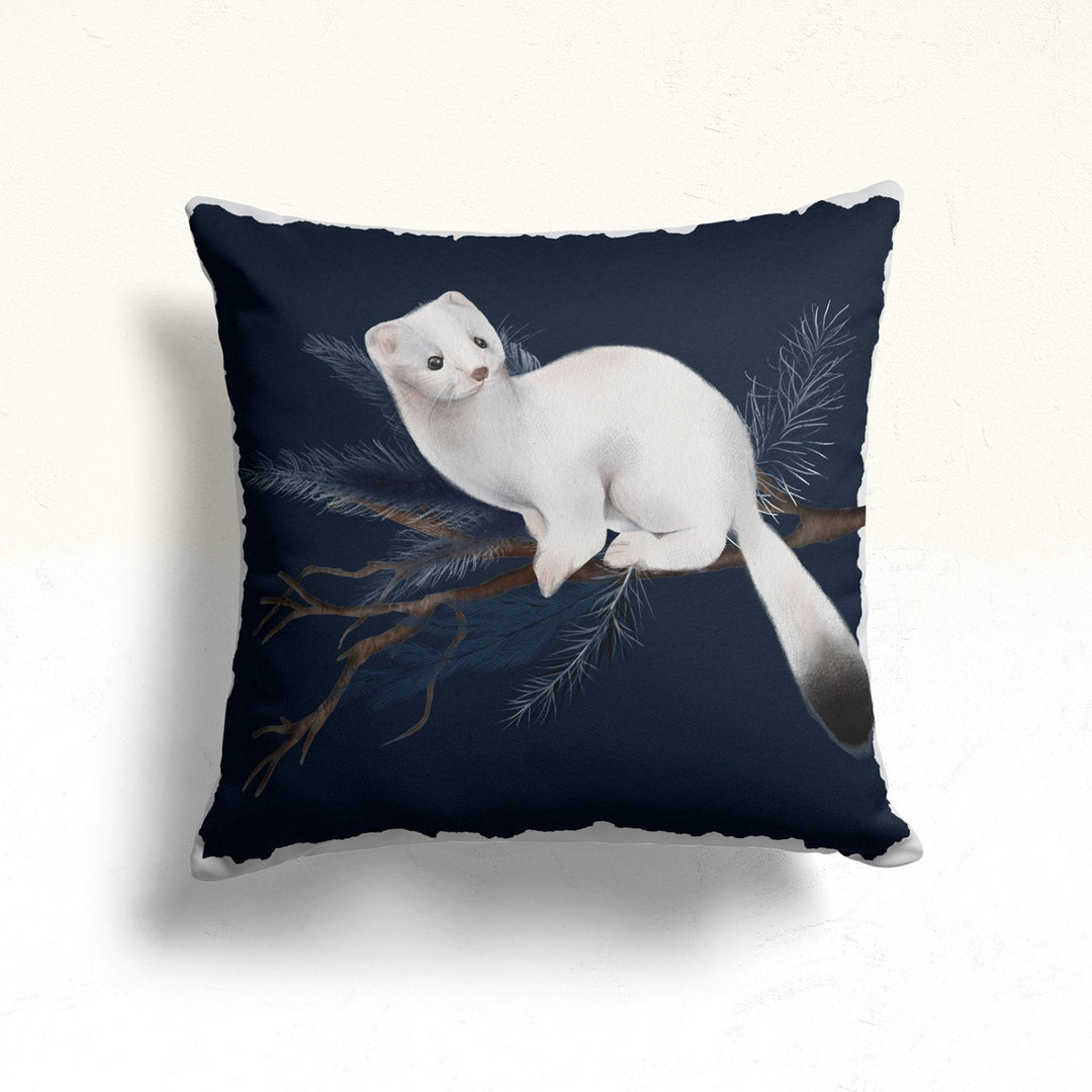 Winter Throw Pillow Sham|Tree Branch Outdoor Cushion Cover|Bird Print Decor|Squirrel Pillowtop|Farmhouse Sofa Pillow Sham|Animal Pillowcase