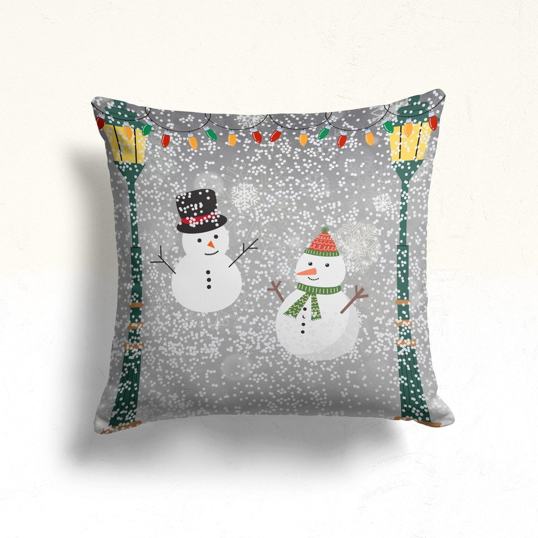 Winter Pillowcase|Snow Throw Pillow Case|Pine Tree Pillowtop|Snowman Home Decor|Xmas Gift Box Outdoor Cushion Cover|Truck Porch Pillow Sham