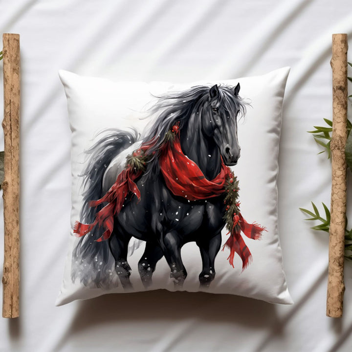 Christmas Pillow Cover|Horse Throw Pillowtop|Dog Sofa Pillow Case|Red Truck Print Winter Outdoor Pillowcase|Xmas Tree Porch Cushion Case