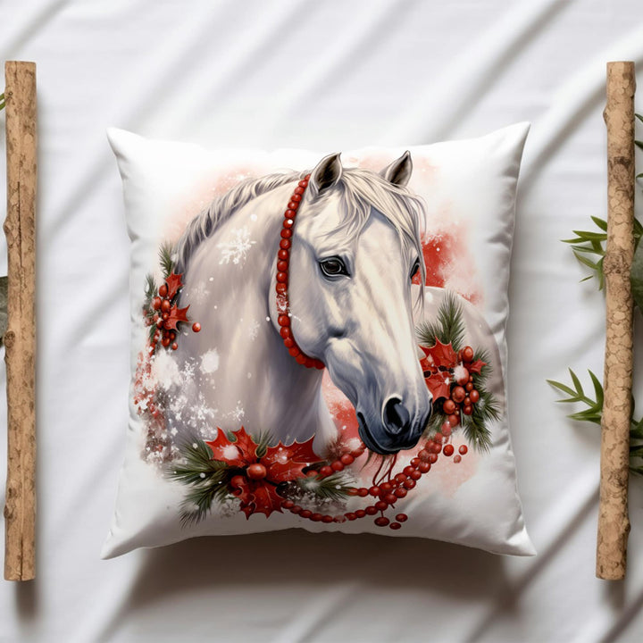 Christmas Pillow Cover|Horse Throw Pillowtop|Dog Sofa Pillow Case|Red Truck Print Winter Outdoor Pillowcase|Xmas Tree Porch Cushion Case