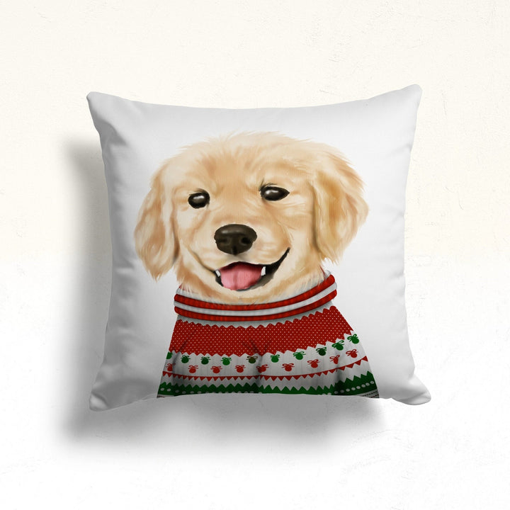 Dog with Buckhorn Sofa Cushion Case|Winter Dog Print Outdoor Cushion Case|Christmas Porch Pillow Top|Animal Print Throw Pillowcase