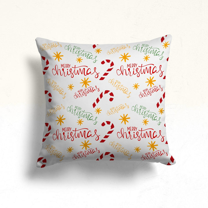 Merry Xmas Sofa Cushion Case|Winter Throw Pillowcase|Christmas Pillow Cover|Candy Cane Outdoor Cushion Case|Poinsettia Print Pillow Top