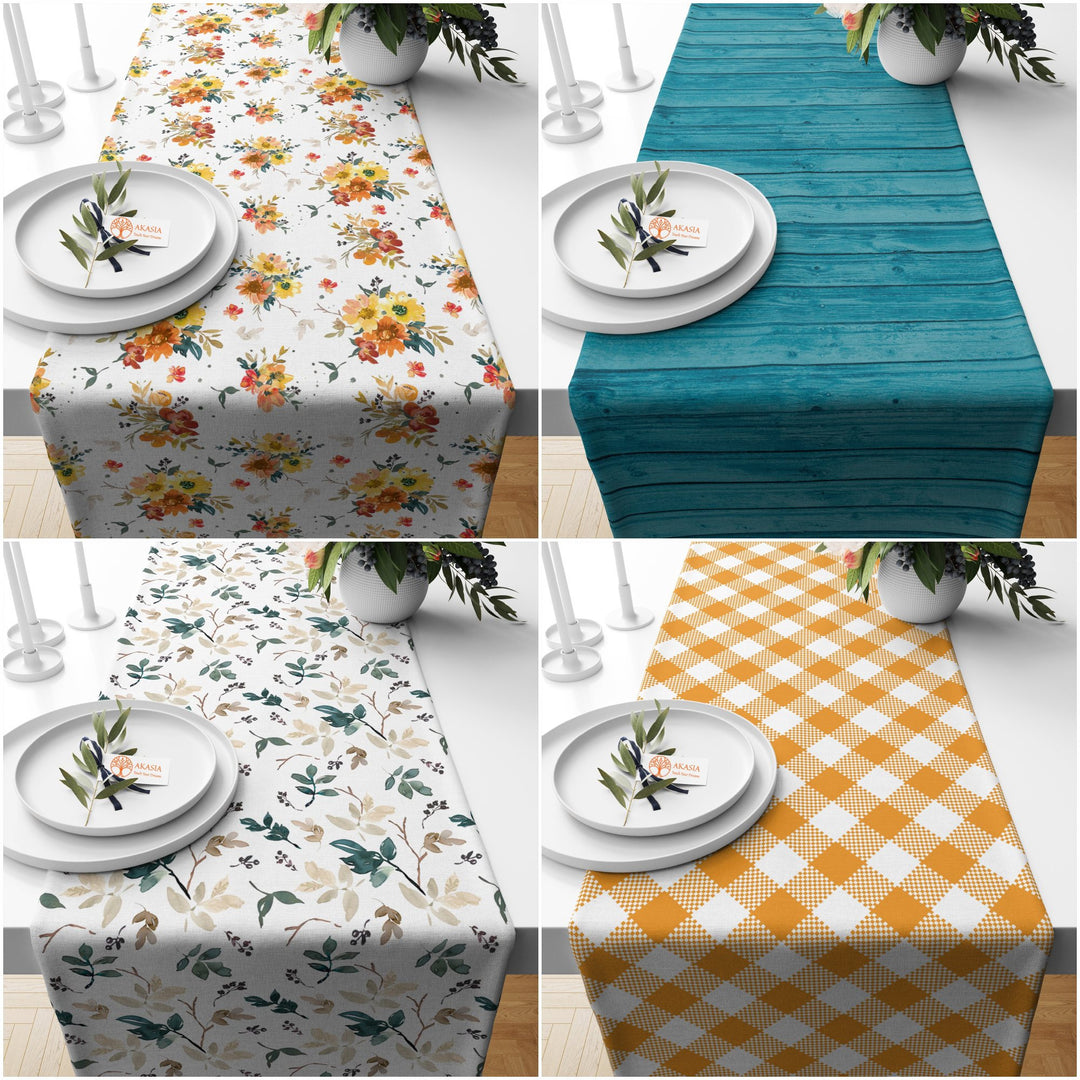 Autumn Tablecloth|Thanksgiving Table Topper|Seasonal Table Runner|Fall Table Top|Leaf Table Coverlet|Plaid Kitchen Decor|Flower Table Decor