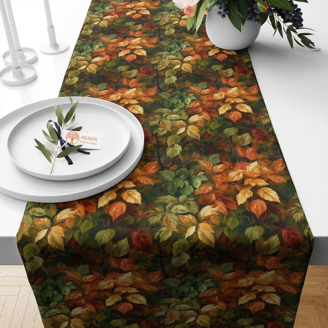 Leaf Table Dressing|Farmhouse Tablecloth|Autumn Kitchen Decor|Plant Table Top|Cozy Table Runner|Boho Table Setting|Fall Table Topper