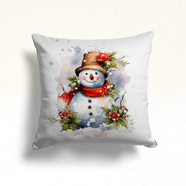 Snowman Winter Pillow Case|Let It Snow Home Decor|Farmhouse Porch Cushion Case|Gift Box Throw Pillowtop|Christmas Xmas Pillow Cover