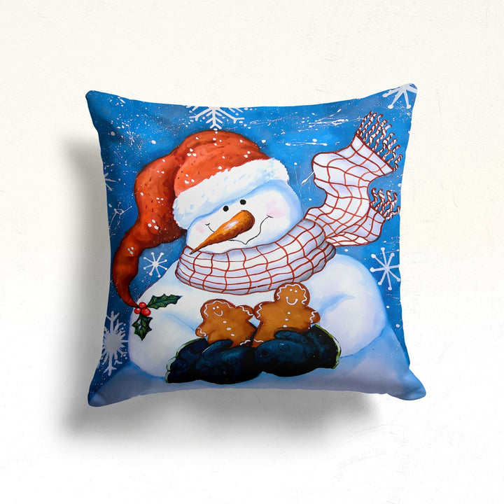 Snowman Winter Pillow Case|Let It Snow Home Decor|Farmhouse Porch Cushion Case|Gift Box Throw Pillowtop|Christmas Xmas Pillow Cover