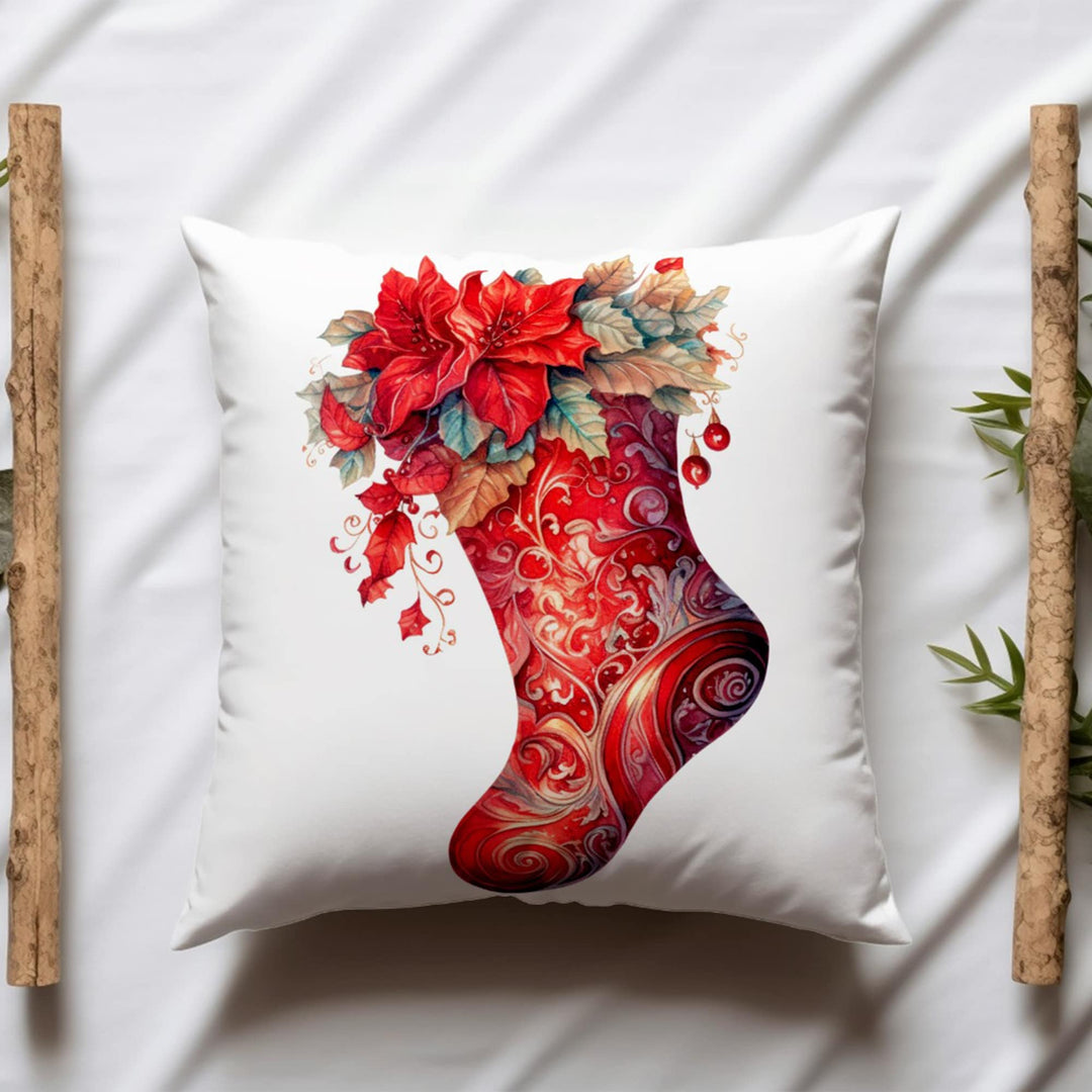 Merry Christmas Throw Pillowtop|Xmas Stocking Home Decor|Socks Sofa Cushion Case|Floral Pillow Cover|Xmas Ornament Winter Pillow Case