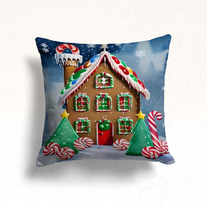 Christmas Throw Pillowtop|Red Flower Pillow Cover|Xmas Red Berry Winter Pillow Case|Candy Cane House Sofa Cushion Case|Farmhouse Pillowtop