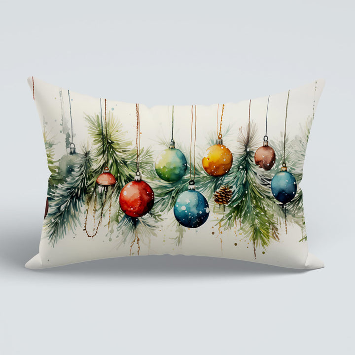 Christmas Sofa Pillow Case|Winter Couch Cushion Cover|Red Berry Porch Cushion Case|Xmas Ornament Outdoor Lumbar Pillow|Candle Pillow Cover