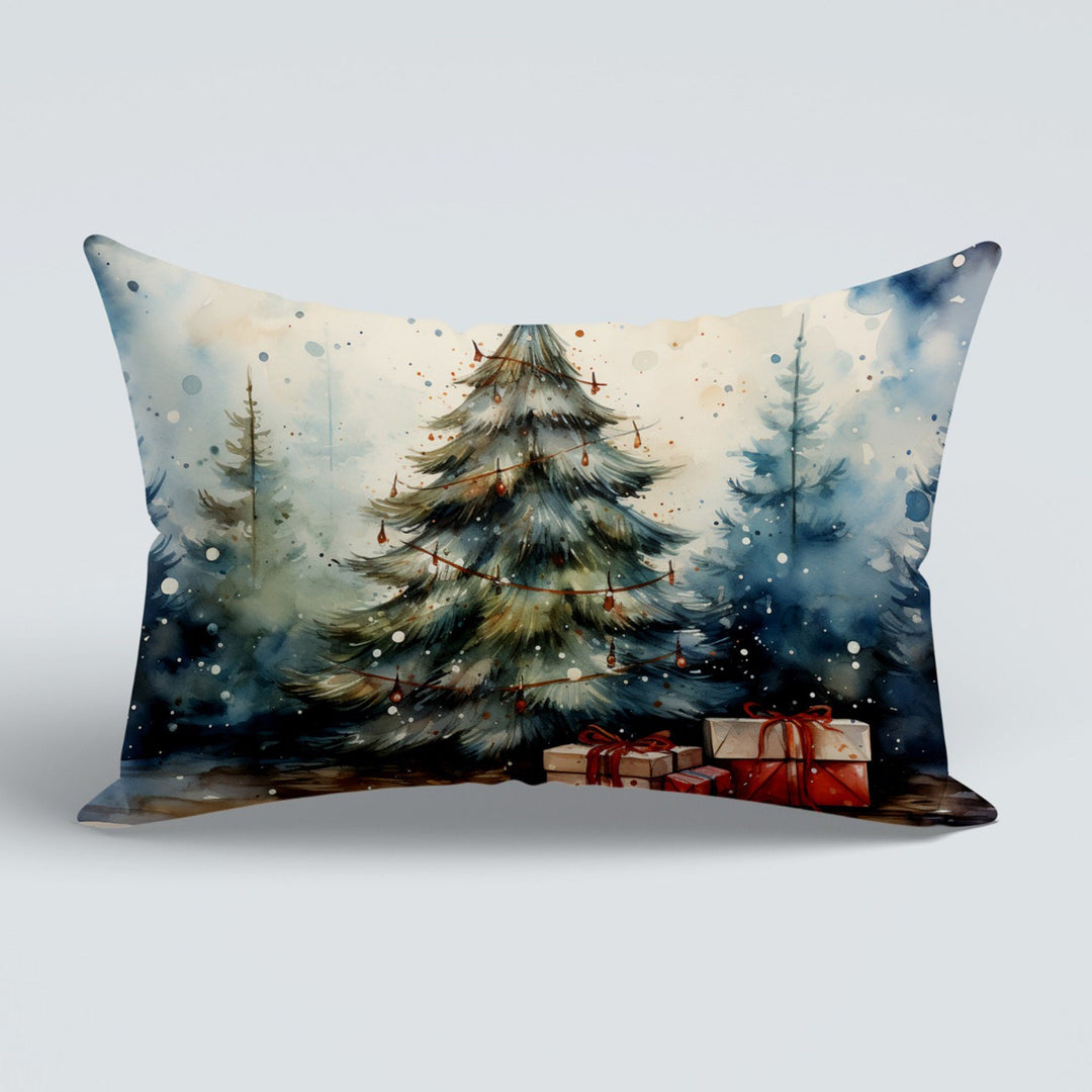 Christmas Porch Cushion Case|Xmas Tree Couch Cushion Cover|Winter Outdoor Lumbar Pillow|Snowman Pillow Cover|Snow Sofa Pillow Case