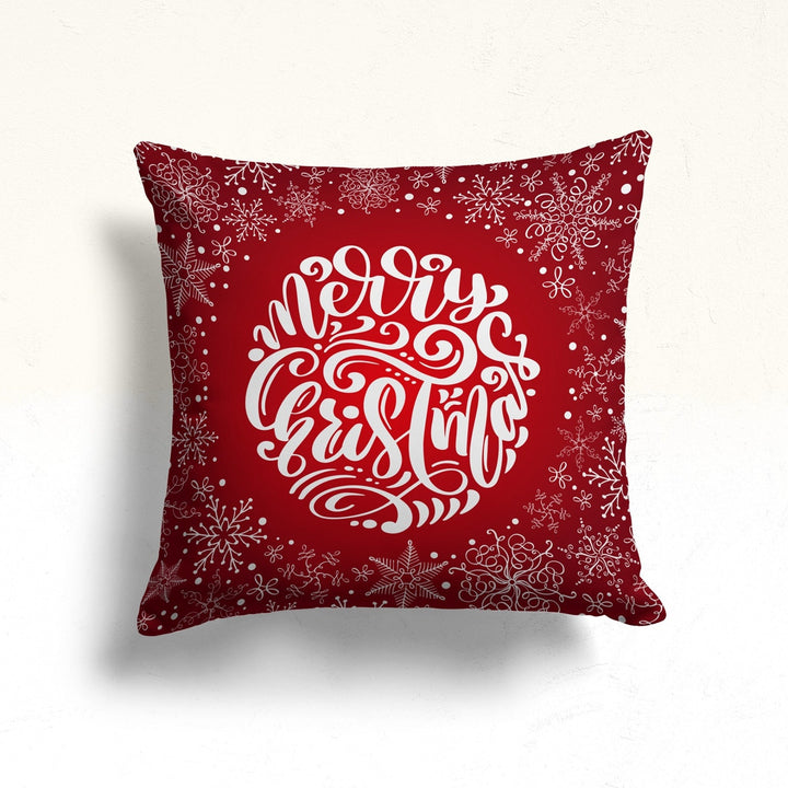 Merry Christmas Porch Pillow Case|Xmas Throw Pillowcase|Snowflake Sofa Cushion Case|Winter Pillow Cover|Red Berry Outdoor Cushion Cover