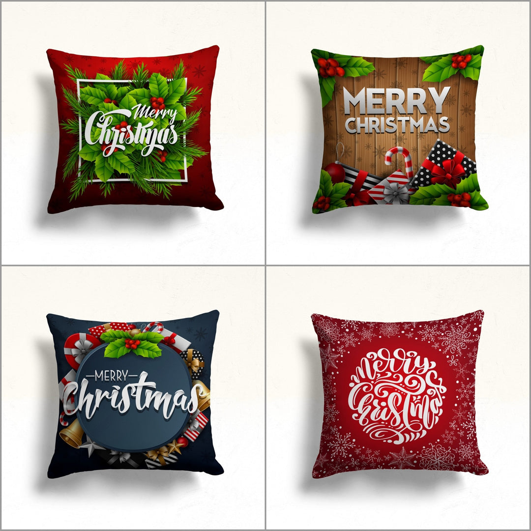 Merry Christmas Porch Pillow Case|Xmas Throw Pillowcase|Snowflake Sofa Cushion Case|Winter Pillow Cover|Red Berry Outdoor Cushion Cover