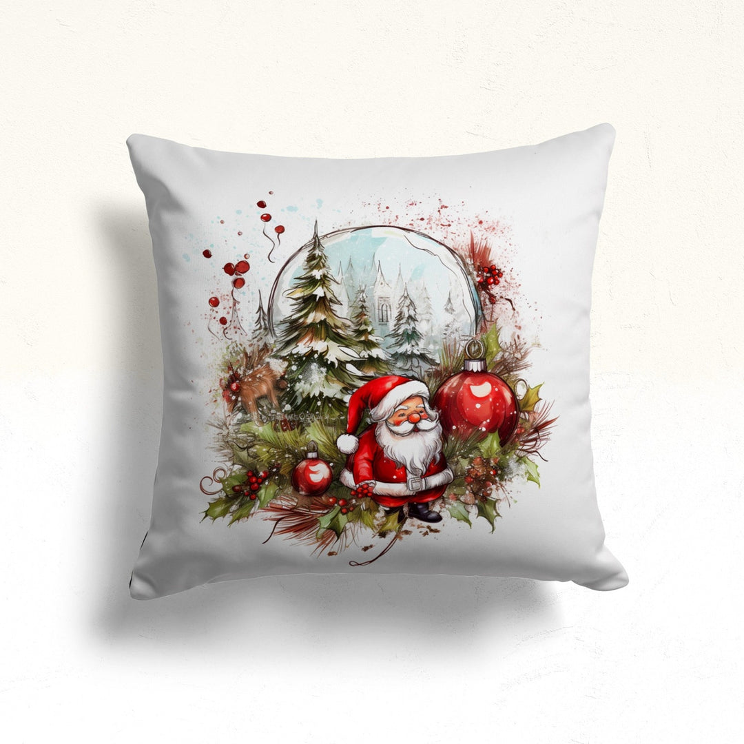 Santa Claus Outdoor Cushion Case|Father Christmas Sofa Cushion Case|Xmas Decoration Throw Pillowcase|Pine Tree Pillow Cover|Winter Pillow