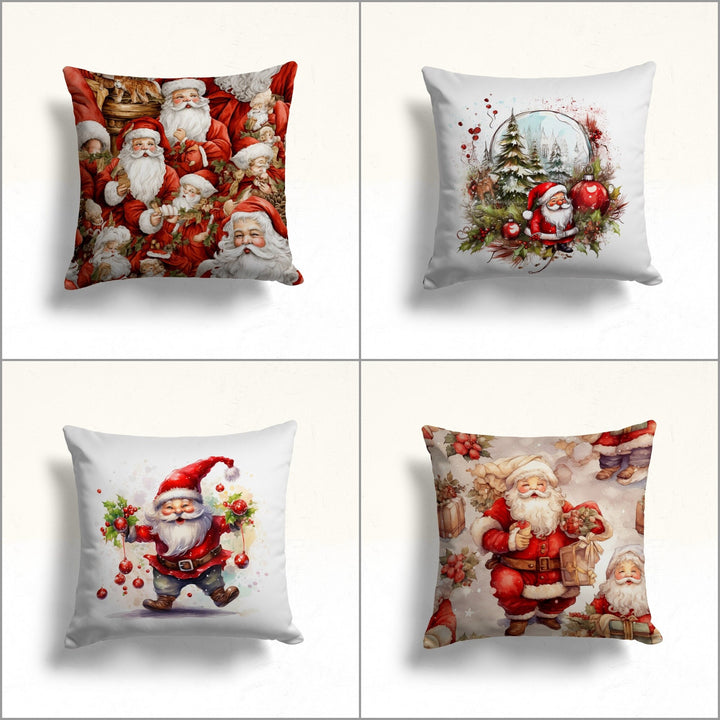 Santa Claus Outdoor Cushion Case|Father Christmas Sofa Cushion Case|Xmas Decoration Throw Pillowcase|Pine Tree Pillow Cover|Winter Pillow