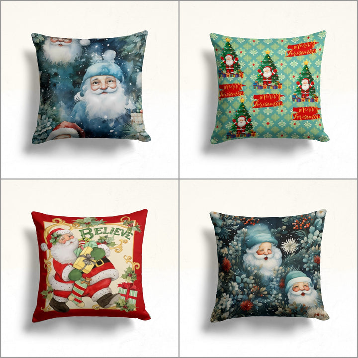 Merry Xmas And Believe Print Throw Pillowcase|Santa Claus Porch Pillow Top|Xmas Decoration Sofa Cushion Case|Father Christmas Outdoor Pillow