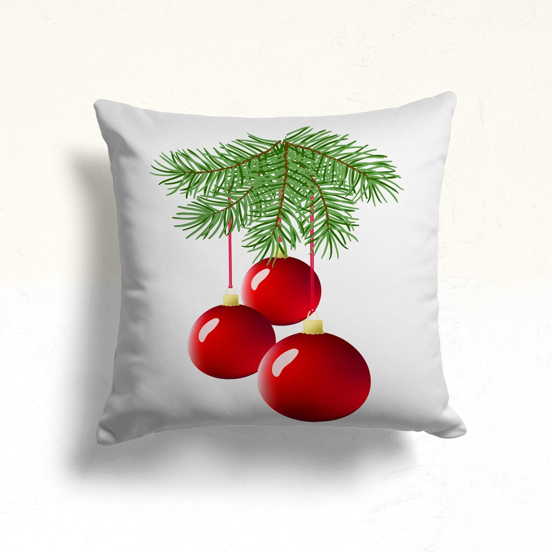 Xmas Ornament Porch Pillow Sham|Ribbon Bow Pillow Cover|Winter Sofa Cushion Case|Red Poinsettia Outdoor Cushion Case|Festive Decorations