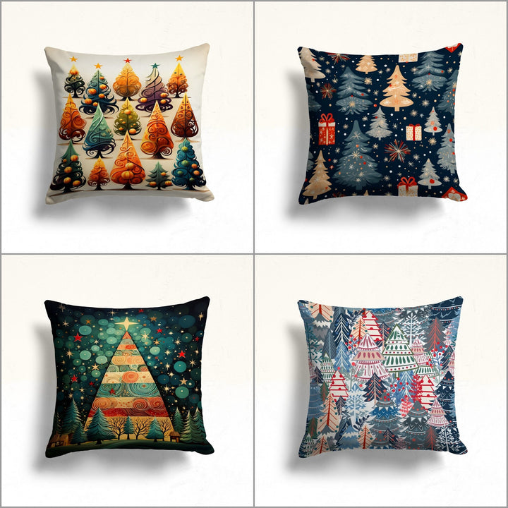 Xmas Tree Pillow Cover|Pine Tree Porch Cushion Case|Gift Box Sofa Pillow Case|Winter Couch Cushion Cover|Christmas Throw Pillowcase